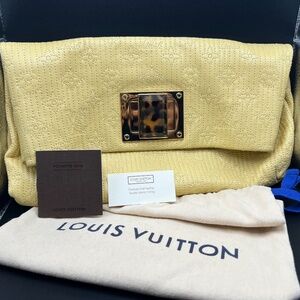 LOUIS VUITTON Calfskin Quilted Monogram Altair Clutch | Jaune Pale